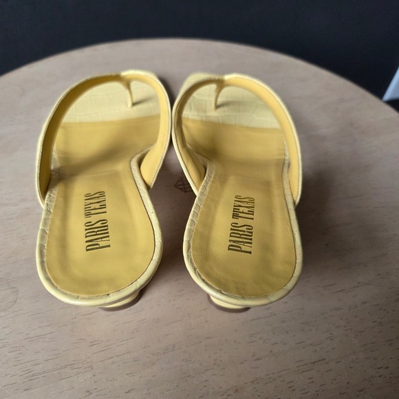 NIB Paris Texas Embossed Croc Portofino Thong Mule Banana Yellow Heels EU40 US10 - Picture 6 of 15